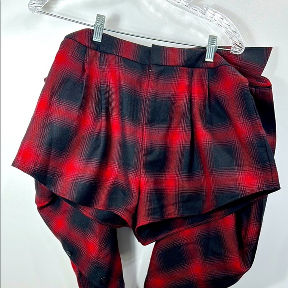 Alexander Wang Plaid Tie Front Skort Black and Red size 6 - Picture 1 of 11